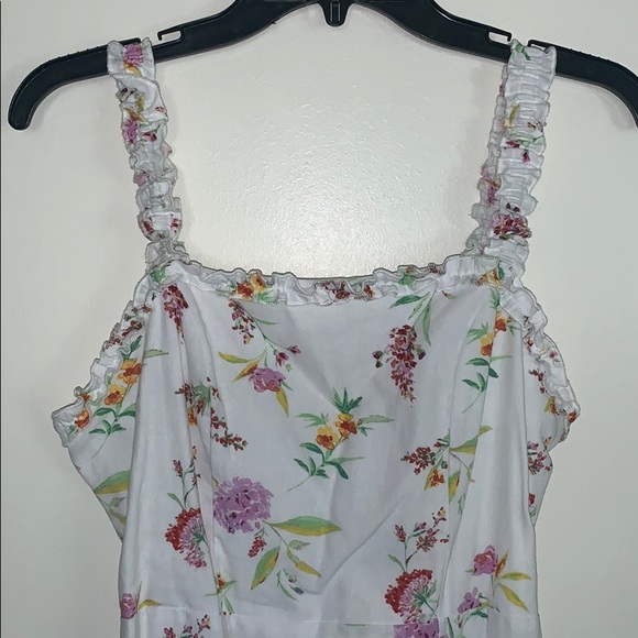 LA Hearts Linen Ruffle White Floral Spring Mini Dress - Picture 8 of 11